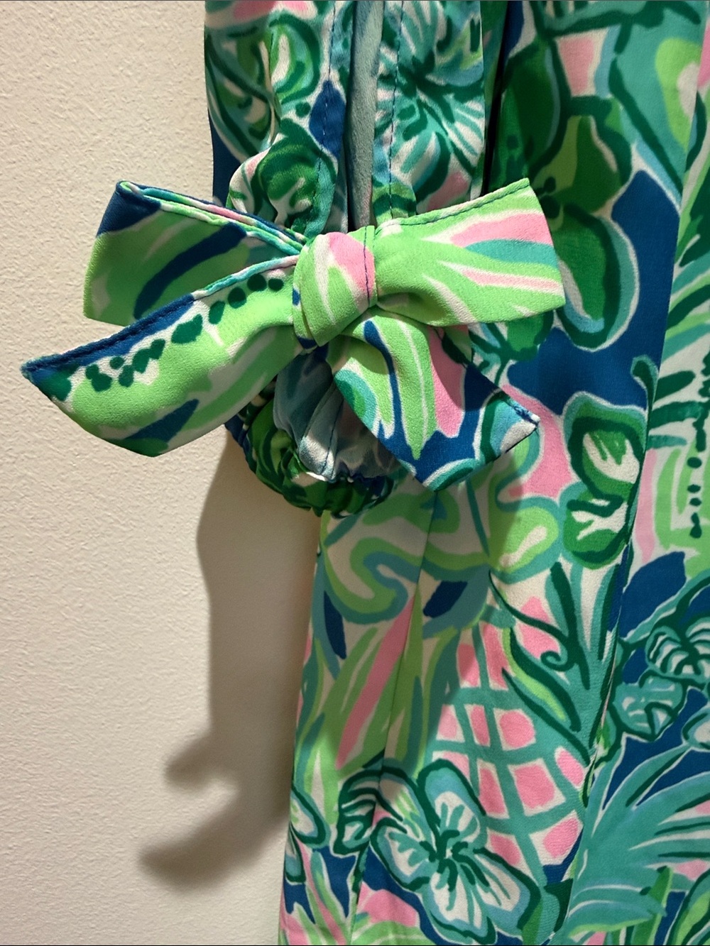 Lilly Pulitzer Navy, Green & Pink V-Neck Tropical Dress - Picture 5 of 6